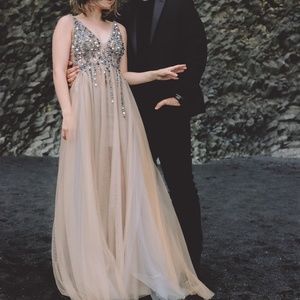 Sequin Blush and Gray Tulle Wedding/Bridesmaids/Prom/Quinceañera Dress